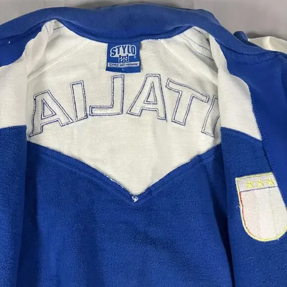 Italy Italia Jacket Mens Large Blue White Soccer Full Zip Track Top Stylo - Picture 12 of 16